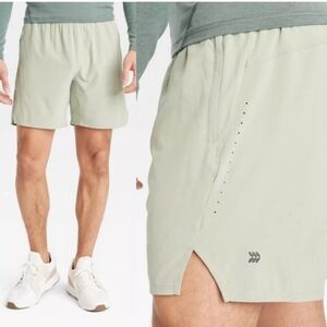 All in Motion Men's Unlined Woven Run Shorts 9” Inseam- Light Green Sz XL